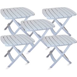 Mesa Plástico Ripada Branca Dobrável Antares Kit 05 Mesas - 4