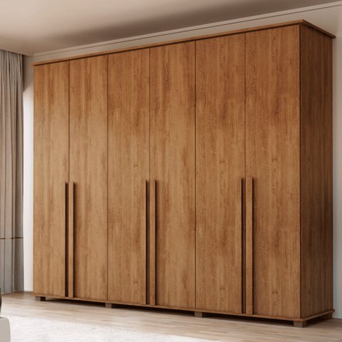 Guarda-Roupa Casal com 6 Portas com 4 Gavetas Internas e Maleiro Amsterdã Ii