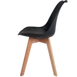 Cadeira Decorativa para Sala de Jantar Ayla com Base de Madeira E01 Preto - Lyam Decor - 6