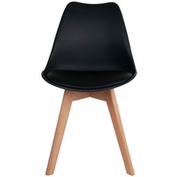 Cadeira Decorativa para Sala de Jantar Ayla com Base de Madeira E01 Preto - Lyam Decor - 5