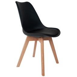 Cadeira Decorativa para Sala de Jantar Ayla com Base de Madeira E01 Preto - Lyam Decor - 1