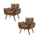 Ver imagem 1 de Kit 2 Poltronas em Veludo Base Palito Quadrada Opalla Prime