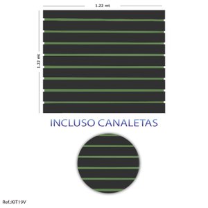 Painel Canaletado Preto - 1,22 X 1,22 + Canaletas Verde