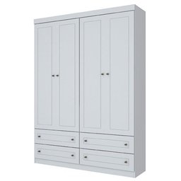 Jogo de Quarto com Berço Montessoriano Cabana e Roupeiro Americano 4 Portas Branco - Móveis Henn - 2