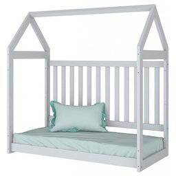 Jogo de Quarto com Berço Montessoriano Cabana e Roupeiro Americano 4 Portas Branco - Móveis Henn - 5