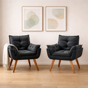 Ver imagem 1 de Kit 2 Poltronas em Veludo Base Palito Quadrada Opalla Prime