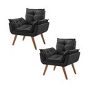 Ver imagem 2 de Kit 2 Poltronas em Veludo Base Palito Quadrada Opalla Prime