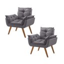 Ver imagem 2 de Kit 2 Poltronas em Veludo Base Palito Quadrada Opalla Prime