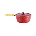Ver imagem 1 de Caçarola de Alumínio Craqueada Cabo de Madeira 16cm Vermelho