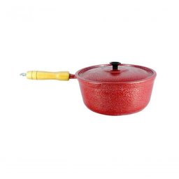 Caçarola de Alumínio Craqueada Cabo de Madeira 16cm Vermelho - 1