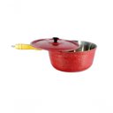 Ver imagem 2 de Caçarola de Alumínio Craqueada Cabo de Madeira 16cm Vermelho