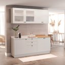 Ver imagem 4 de Cozinha Compacta Modulada 7 Portas 3 Gavetas 100% MDF 1 Tampo Sevilha Branco/Artico