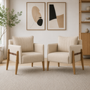 Ver imagem 1 de Kit com 2 Poltronas Decorativas Linho Bege Orion 77cm