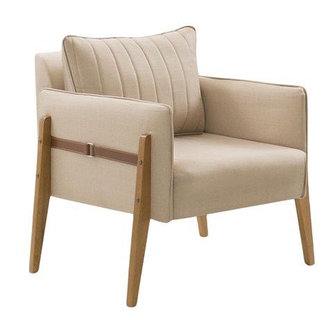 Kit 2 Poltronas Decorativas Orion em Madeira Maciça Bege