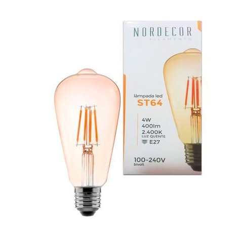 Lâmpada Led St64 Nordecor Retrô Luz Quente