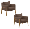 Ver imagem 2 de Kit com 2 Poltronas Decorativa para Sala de Estar Orion Madeira Maciça