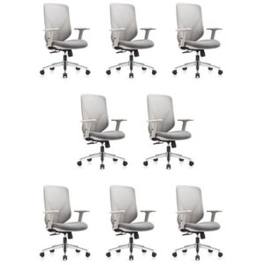 Kit 8 Cadeiras Escritório Diretor NR17 Tela Mesh Gamma