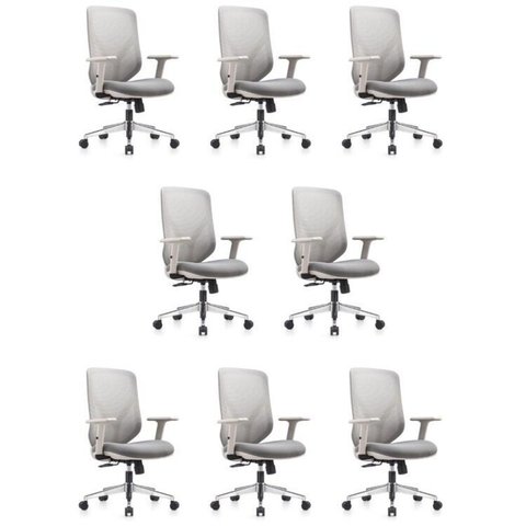 Kit 8 Cadeiras Escritório Diretor NR17 Tela Mesh Gamma