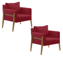 Ver imagem 2 de Kit com 2 Poltronas Decorativa para Sala de Estar Orion Madeira Maciça