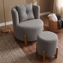 Ver imagem 5 de Kit Poltrona e Puff Luna Decorativa Curvo Orgânico Boucle Cinza - Montanaris Decor