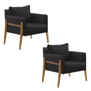 Kit 2 Poltronas Decorativa para Sala de Estar Orion Preto