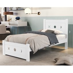 Cama Solteiro Juvenil Sol Lua Estrela em Mdf Reforçada: Branco - 2
