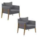 Ver imagem 2 de Kit 2 Poltronas Decorativa para Sala de Estar Orion Cinza