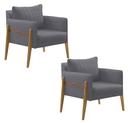 Ver imagem 2 de Kit com 2 Poltronas Decorativa para Sala de Estar Orion Madeira Maciça