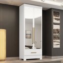 Ver imagem 1 de Guarda-Roupa 100% MDF 2 Portas 1 Gaveta com Espelhos Smart Plus Espresso Móveis Branco