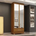 Ver imagem 1 de Guarda-Roupa 100% MDF 2 Portas 1 Gaveta com Espelhos Smart Plus Espresso Móveis Bege/Cinamomo