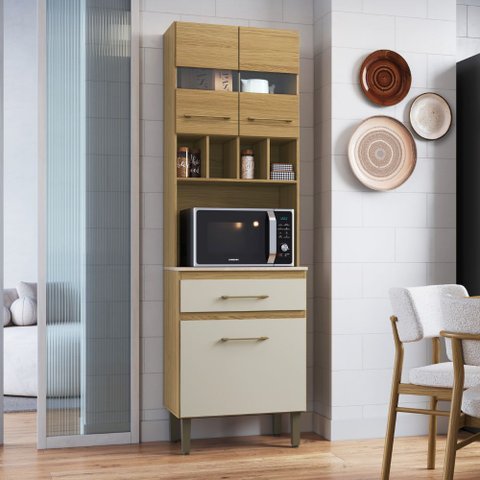 Módulo Forno 0,6 m 3 Portas e 1 Gaveta Bege/Ipê/Cristalo/Petra