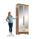 Ver imagem 5 de Guarda-Roupa 100% MDF 2 Portas 1 Gaveta com Espelhos Smart Plus Espresso Móveis Bege/Cinamomo/Offwhite