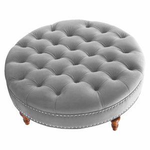 Puff Amara 70 cm Suede SLK Decor Cinza