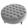 Puff Amara 70 cm Suede SLK Decor Cinza - 1
