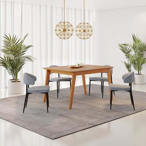 Conjunto Sala de Jantar Mesa Elegance com 4 Cadeiras Bless Marrom/Cinza