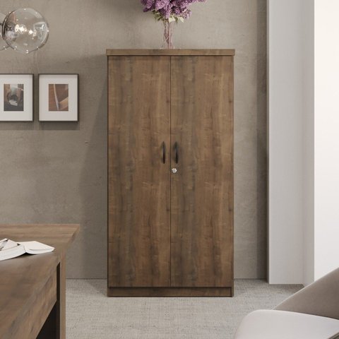 Armário para Escritório 2 Portas Design Moderno Marrom/Carvalho