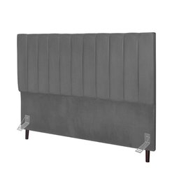 Cabeceira Cama Casal Queen Size 160cm Lídia Suede e Frame Cinza - 1