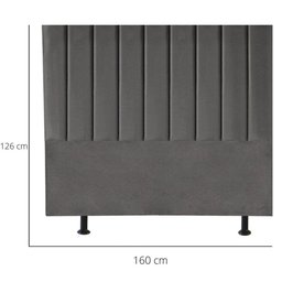 Cabeceira Cama Casal Queen Size 160cm Lídia Suede e Frame Cinza - 3