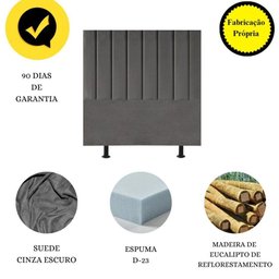 Cabeceira Cama Casal Queen Size 160cm Lídia Suede e Frame Cinza - 4