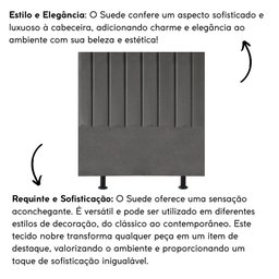 Cabeceira Cama Casal Queen Size 160cm Lídia Suede e Frame Cinza - 5