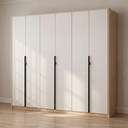 Ver imagem 1 de Guarda Roupa Casal 6 Portas 4 Gavetas 100% MDF Hefesto Carvalho Nature/Off White Marrom