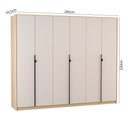 Ver imagem 3 de Guarda Roupa Casal 6 Portas 4 Gavetas 100% MDF Hefesto Carvalho Nature/Off White Marrom