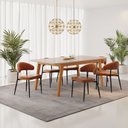 Ver imagem 1 de Conjunto Sala de Jantar Mesa Elegance Candian com 6 Cadeiras Bless Marrom/Off White/Whiskey