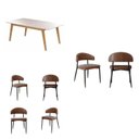 Ver imagem 2 de Conjunto Sala de Jantar Mesa Elegance Candian com 6 Cadeiras Bless Marrom/Off White/Whiskey