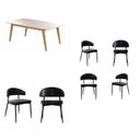 Ver imagem 2 de Conjunto Sala de Jantar Mesa Elegance Candian com 6 Cadeiras Bless Marrom/Off White/Preto