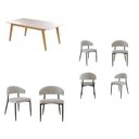 Ver imagem 2 de Conjunto Sala de Jantar Mesa Elegance Candian com 6 Cadeiras Bless Marrom/Off White/Cinza