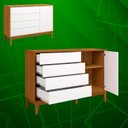 Ver imagem 5 de Comoda Sapateira Elfe Classic 1 Porta 4 Gavetas Branco Fosco com Savana - Moveisaqui