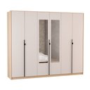 Ver imagem 2 de Guarda Roupa Casal com Espelho 6 Portas 100% MDF Hefesto Carvalho Nature/Off White Marrom