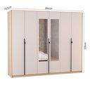 Ver imagem 3 de Guarda Roupa Casal com Espelho 6 Portas 100% MDF Hefesto Carvalho Nature/Off White Marrom