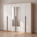 Ver imagem 1 de Guarda Roupa Casal com Espelho 6 Portas 100% MDF Hefesto Carvalho Nature/Off White Marrom